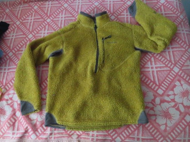 Vintage Patagonia R2 Fleece Deep Pile Pullover Green yellow Mens M usa