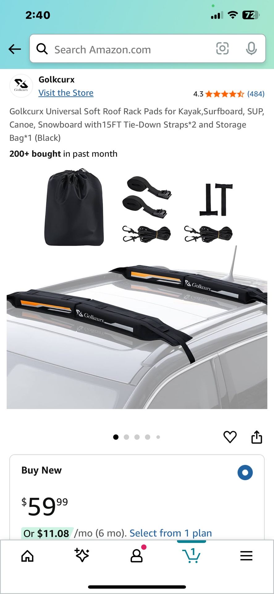 New!! Soft Roof Racks/Bag For Surfboards, SUP’s, Snowboard, Etc. Only $40/firm
