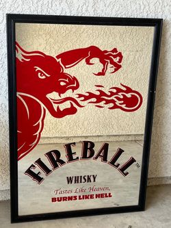 Fireball Whisky Framed Bar Mirror Sign