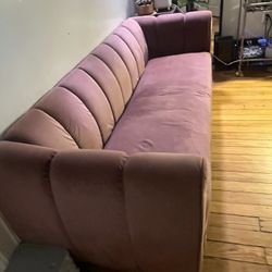 Rose/ Mauve Velvet Couch 