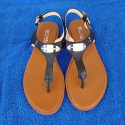 MICHAEL KORS SLINGBACK LEATHER BLACK SANDALS SIZE 7M