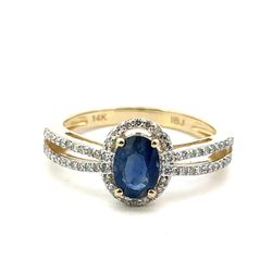 Woman’s Ladies 14k Yellow Gold Sapphire And Diamond Ring Size 7 GP3122967