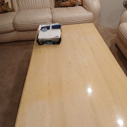 Italian Leather Moving Sofa Set With Tables