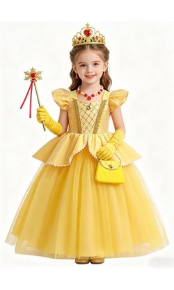 Girls Yellow Princess Belle Costume Set