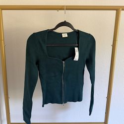 Abercrombie & Fitch Women’s Small Green Zippered Sweater Top New with Tag