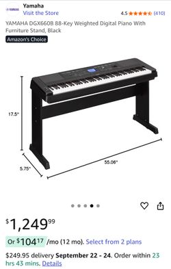 YAMAHA DGX660B 88-Key Weighted Digital Piano With Furniture Stand, Black