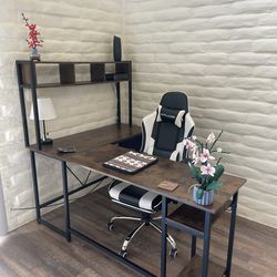 Office Desk L Shaped with Gaming/Office Chair - Like New - OBO for Separate