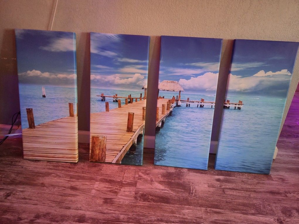4-Piece Ocean Dock Canvas Wall Art