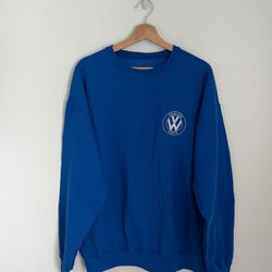 Royal Racing Blue Volkswagen Motors Embroidery Crewneck Sweatshirt 