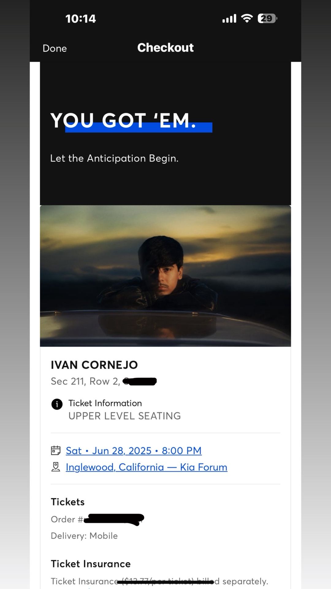 Ivan Cornejo Ticket