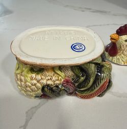 Vintage Atico ceramic rooster sugar jar