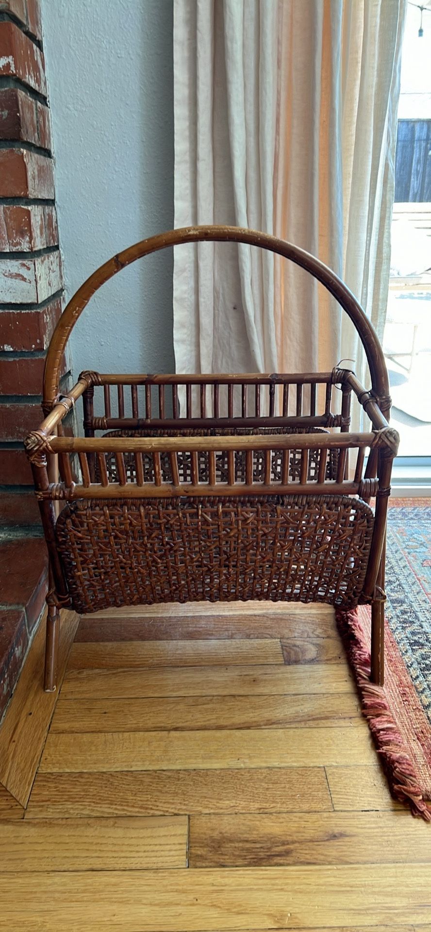 Vintage Rattan Magazine Rack