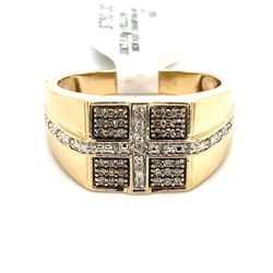 10k Gold Mens Diamond Ring Champaign And White Diams  5.5grqms Size 9 1/2  131342 1