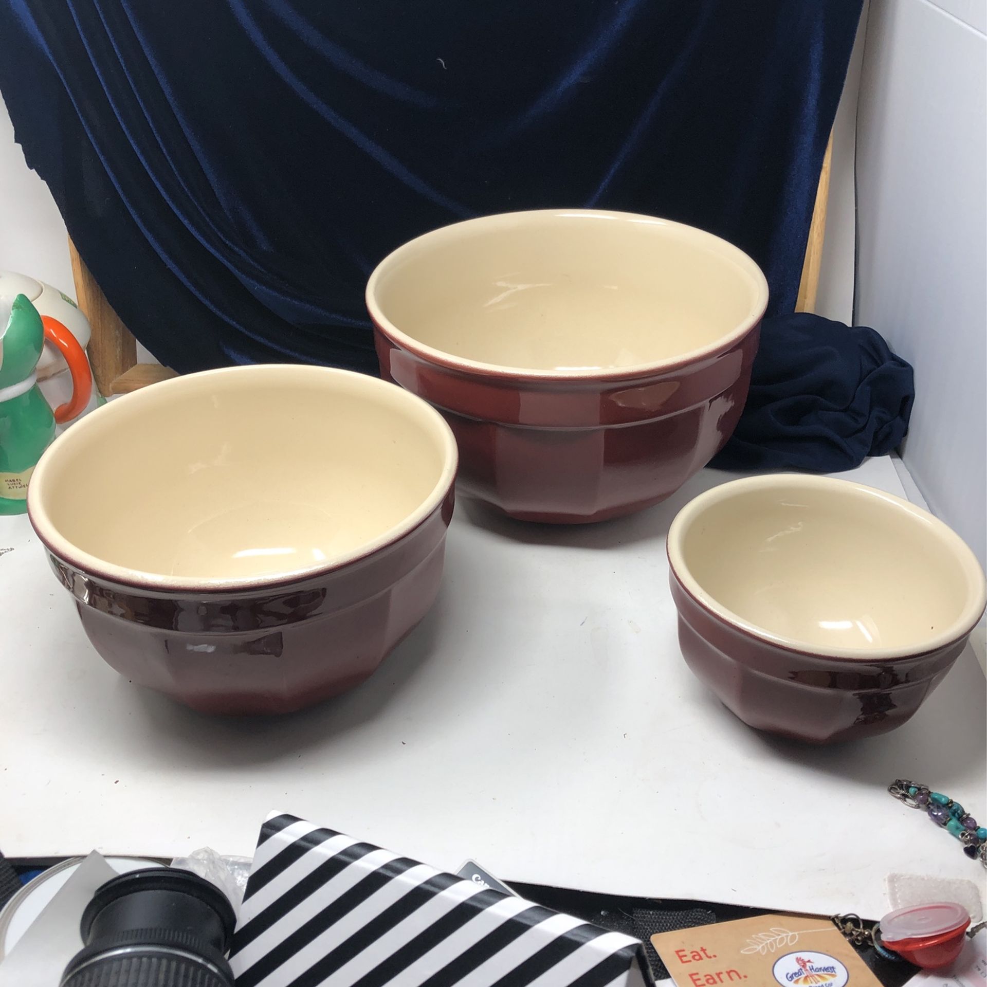 Emile Henry Mixing Bowl Set Burgandy Red