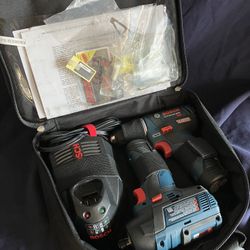 Bosch 12v Combo 3/8” Drill, 1/4” Impact Drivers, 2 Batteries, Chager & Case