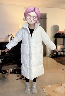 Brand New Long White Down Jacket for Women | Korean Style Stand Collar, Large Pocket, Petite Puffer Coat, Duck Down, Winter Outerwear