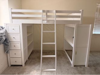Luca White Full Sleep & Study Loft Bed