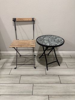 A chair and a table for sale