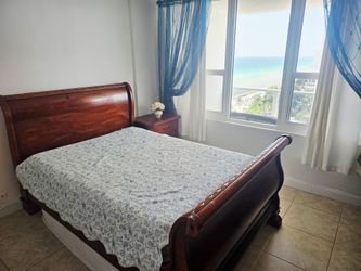 Queen bed (wood) and mattress