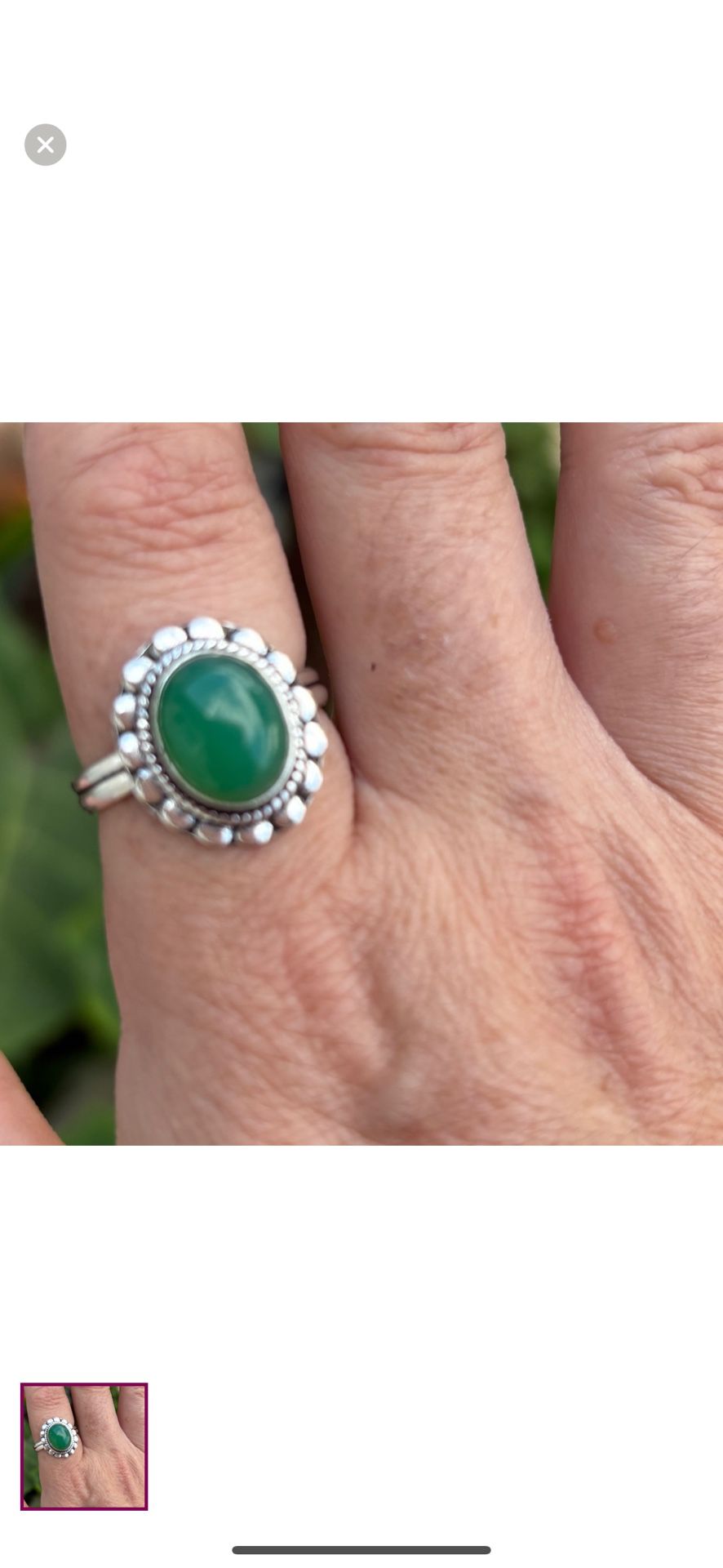 925 Sterling Silver Emerald Gemstone Vintage Style Ring 9.5