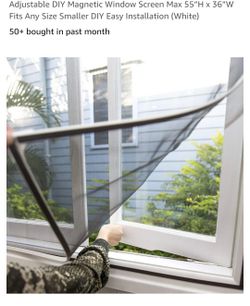 Adjustable Magnetic Window Screen Max 55”H x 36”W