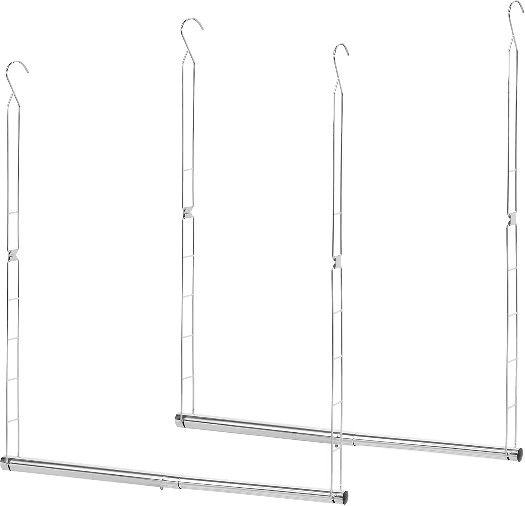 STORAGE MANIAC Hanging Closet Rod, Adjustable Width and Height Closet Hanging Organizer, Space-Saving Clothes Hanging Bar, Closet Extender Hanging Rod