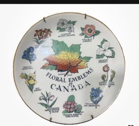 Vintage Royal Winton England Floral Emblems of Canada Plate 8” Maple Leaf Wall Decor