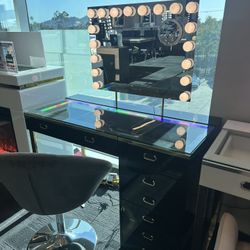 Brand New Elegant Black Gold Accented Vanity Set 