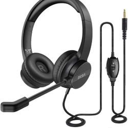 New 3.5 mm wired headset with volume & mic,mute controls,lightweight, all day comfort