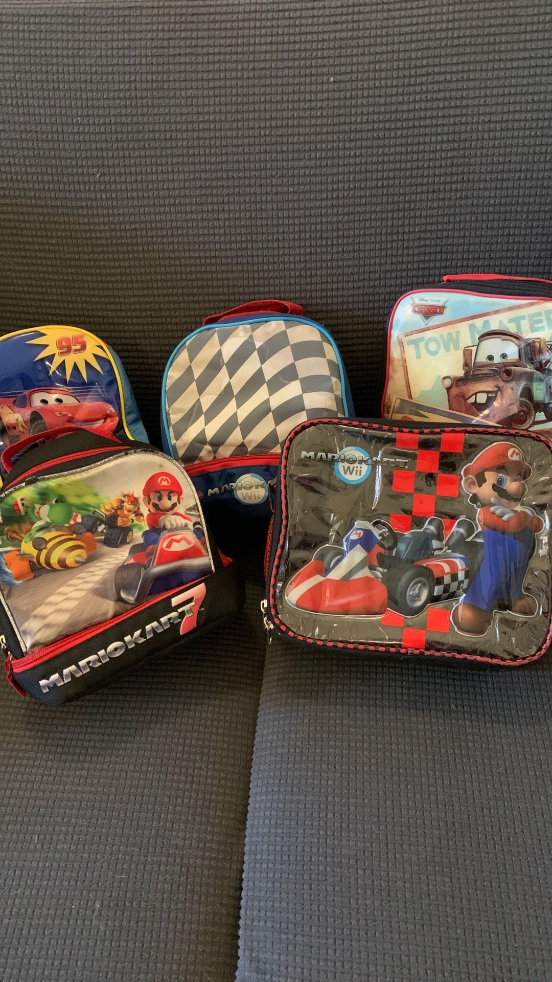 FREE***well Used And Loved Mario Bros And Cars Lunch Bags