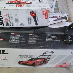 Skill 40v Cordless Electric Mower, Trimmer And Leaf Blower 