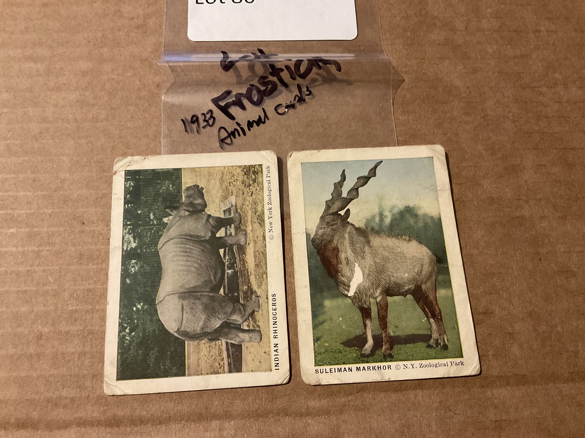 2 Vintage 1933 Frostick Animal Cards Collectible Non Sports Cards Antiques 