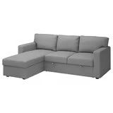 Ikea Dark Grey Sleeper Sofa with storage Chaise