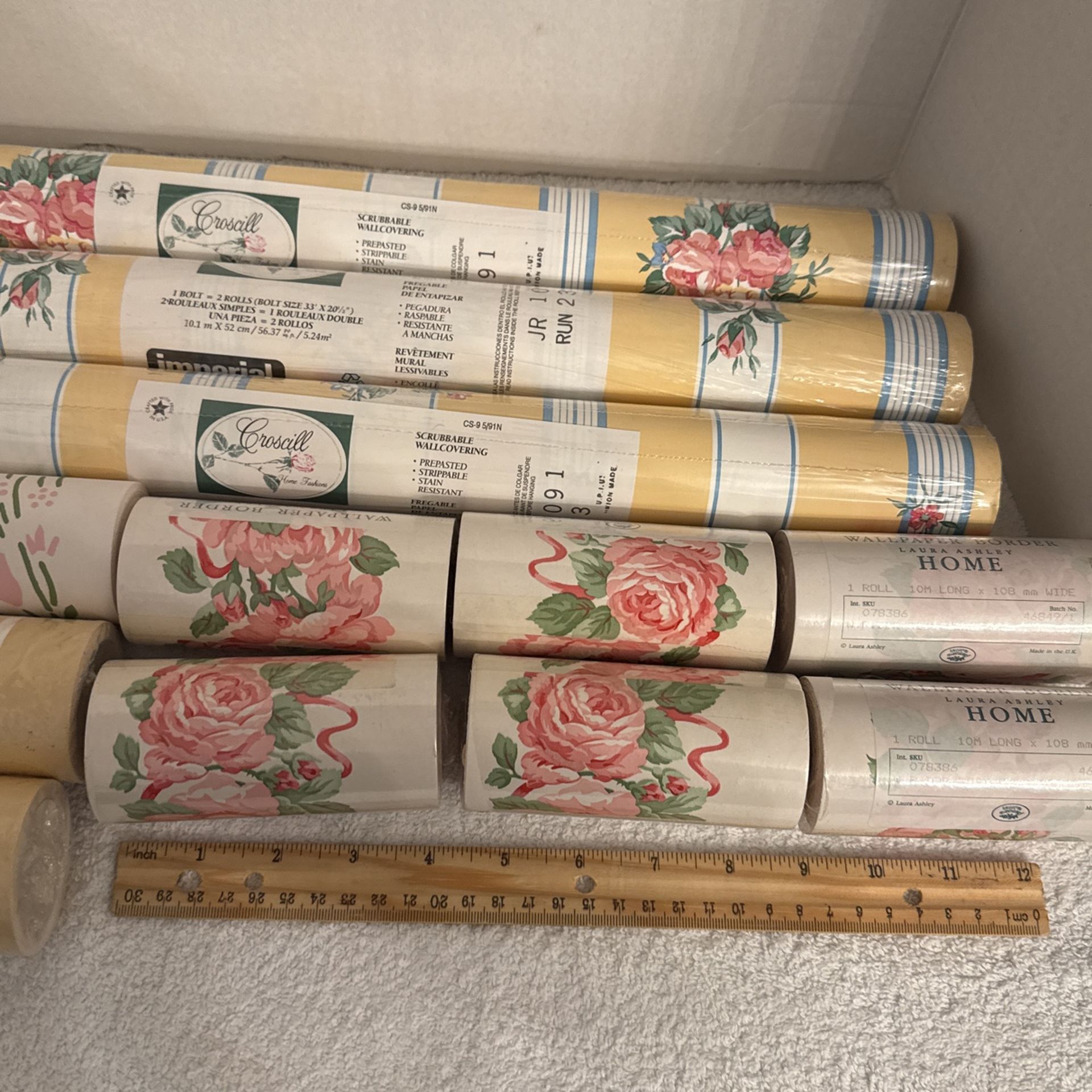 ROULEAUX PAPIER PEINT LAURA ASHLEY ancien tapisserie vintage Roll