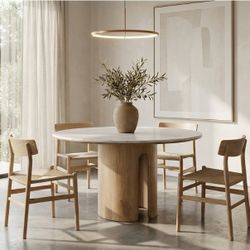 Botticino Marble Top Dining Tables With Solid Bases