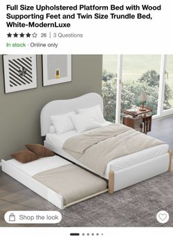 Upholstered full size trundle bed