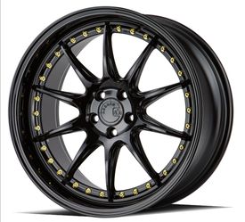 18x8.5 AodHan DS07 Gloss Black w/Gold Rivets Wheels