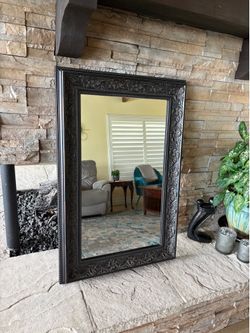 Black metal French ornate mirror 26” x 32”