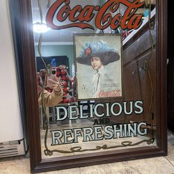 Antique Vintage Coca Cola Advertising Mirror