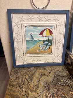 Coastal Beach Scene Framed Wall Art 2 pictures