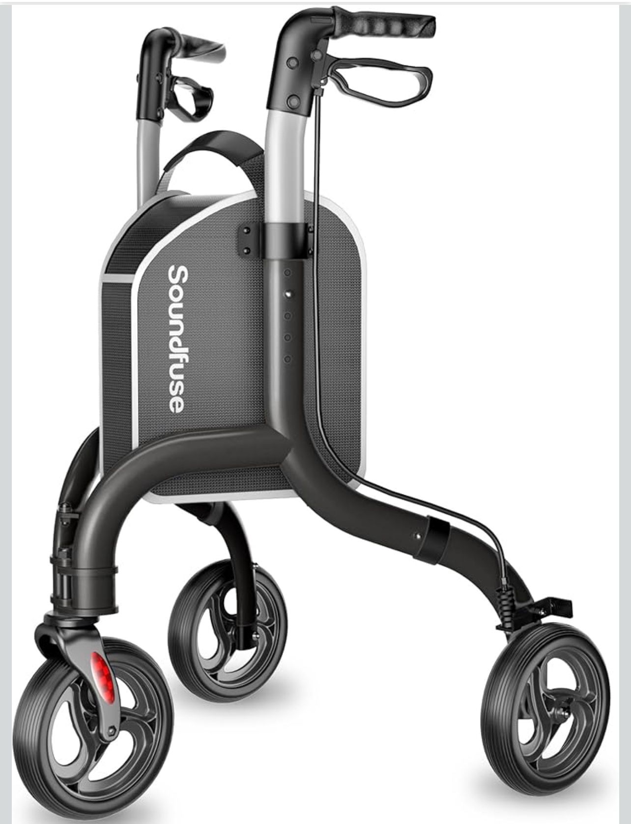 3 Wheel Walkers for Seniors, Lightweight Foldable Aluminum Rollator Walker, Height Adjustable Three Wheel Walker, Black