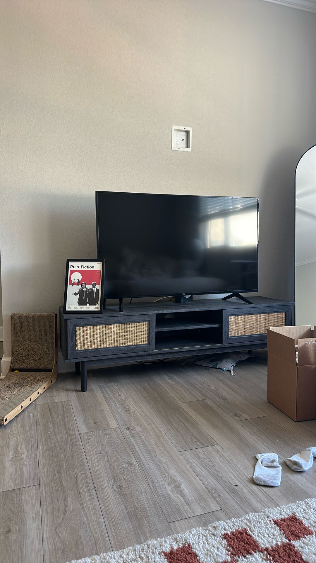 Entertainment Center with Storage, Media Console Table for Living Room, Bedroom (Black 59")