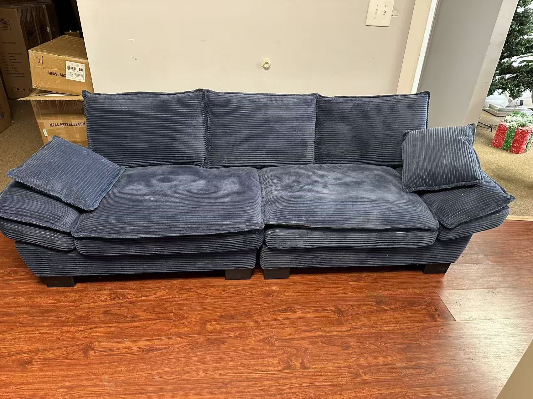 Modern Sleeper Sailboat Sofa,3 Seats Fabric Armchair Set,Corduroy Fabric with 2 Pillows Easy Assembly Small Cloud for Living Room,Apartment,Bedroom