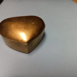 Old Brass Heart Shape Ring  Container, 
