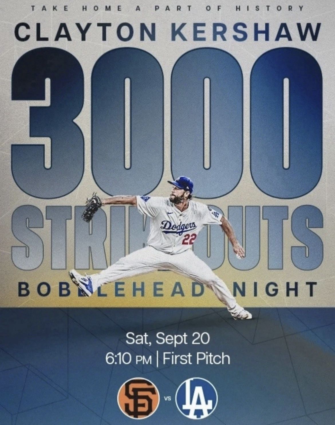 Clayton Kershaw 3000 Strikeout Bobble Head