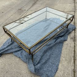 Coffee Table Clear Glass Gold 