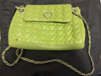 Betsey Johnson Green Quilted Heart Crossbody Bag