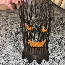 Black Glitter Metal Wire Halloween Candle Holder