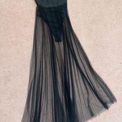 New Xs black sheer dress skirt bodysuit festival rave boho concert outfit goth 