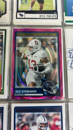 2025 Panini Score Elic Ayomanor Rookie Purple parallel numbered 386/399